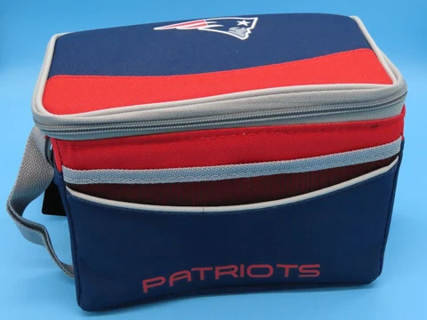Logo Brands NFL New England Patriots 6 Can Cooler One Size Navy Red Gray Strap Cover