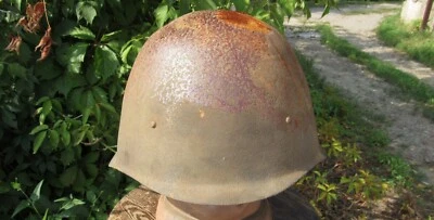 Elmetto originale-autentico WW2 WWII reliquia esercito rosso sovietico "Ssh40 "sei rivetti" #22 - Immagine 1 di 4
