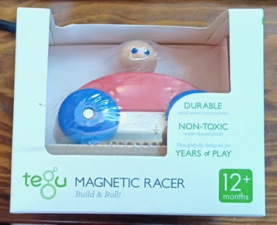 3 Piece Tegu Magnetic Racer Building Block Set, Poppy Big Top Poppy/Blue NEW - Image 1 of 3