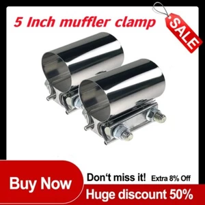 Abrazadera de silenciador de 5 pulgadas abrazadera de escape abrazadera de banda de junta a tope de 5" para abrazadera de manguera de acero - Imagen 1 de 10
