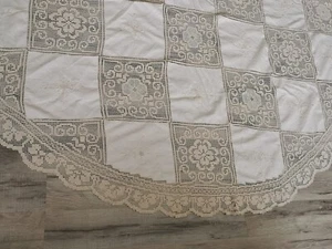 Wunderschöne antike runde Tischdecke Ø 1,67 cm, Filet, Häkelspitze, Handarbeit - Bild 1 von 11