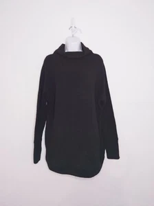 RDI Nordstrom Rack Women's Mock Neck Ribbed Sweater Black Medium Long Shirt - Picture 1 of 4