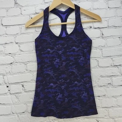 Camiseta sin mangas Lululemon para mujer talla S púrpura camuflada espalda deportiva entrenamiento gimnasio  Foto 1 de 4