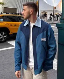 CHAQUETA ZARA HOMBRE NUEVA AZUL CONTRASTE RIBETE X HARRY LAMBERT TALLA L 6861/317 - Imagen 1 de 7