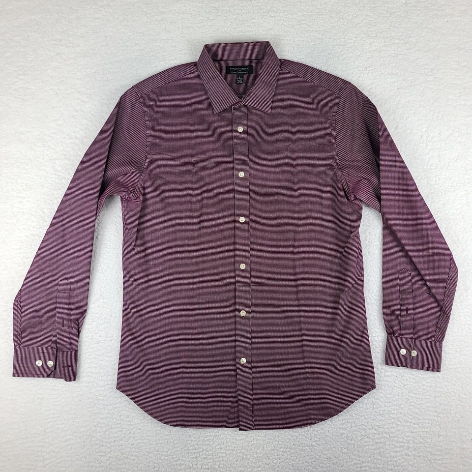 Banana Republic Shirt Mens Large Dark Red White Non Iron Tailored Slim Button Up - Image 1 of 4