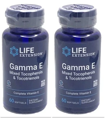 Tocoferoles y tocotrienoles mixtos Gamma E, extensión de vida, 2 x 60 geles 360 mg 45 UI Foto 1 de 4