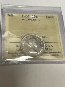 1957 25 cents Canada ICCS XKY719 PL65 GEM !