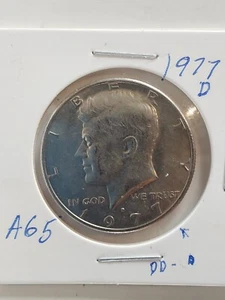 1977-D Kennedy Half Dollar Error Double Die On 7 And Mint Mark - Picture 1 of 2