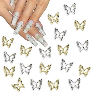 120 Pcs 3D Butterfly Nail Charms DIY Nail Rhinestone Gem Charms for Women - Picture 1 of 9