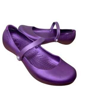 Crocs Alice Mary Jane Flats Shoes Purple Women's Sz 7 Waterproof Shoes - Picture 1 of 14