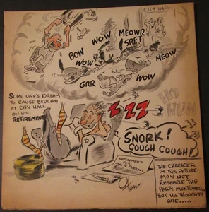 Cool VINTAGE HAND DRAWN CARICATURE ~ Retirement from Torrance City Hall ~ Signed - Picture 1 of 6
