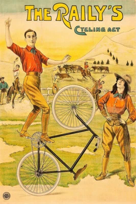 Pared acróbata bicicleta vintage The Raily's Cycling Act de 1890 - PÓSTER 20"x30" Foto 1 de 3