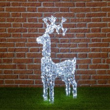 DECORAZIONE LUMINOSA RENNA NATALE CRISTALLI 200 LED ESTERNO TESTA MOVIMENTO NATA
