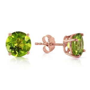 3.1 CTW 14K Solid Rose Gold Stud Earrings Natural Peridot - Picture 1 of 5