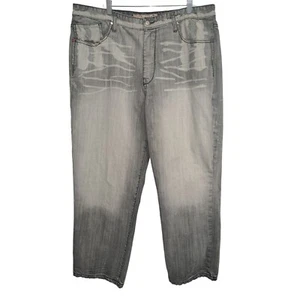 Jeans Y2K Indigo Pierna Ancha 42x31 Gris Lavado Oscuro Sueltos Gótico Denim Para Hombre Gris Suelto - Imagen 1 de 4