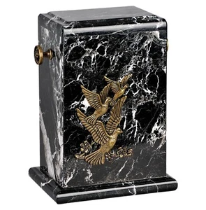 Stone Casket Natural  Onyx  with Flying Doves- Cremation Ashes Urn For Adult - Picture 1 of 17