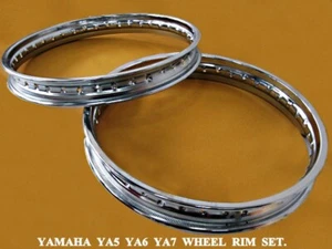 Fit YAMAHA YA5 YA6 YA7 FRONT & REAR CHROME WHEEL RIM SET 2PCS. [mi2856] - Picture 1 of 5