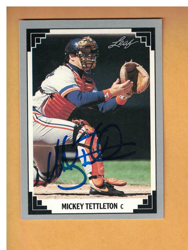 MICKEY TETTLETON AUTOGRAPHED 1991 LEAF BASEBALL CARD SIGNED DETROIT TIGERS - Image 1 of 1