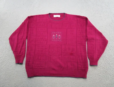 Vintage 90's Chelsea Garden Cotton Textured Knit Sweater Size L USA Made Read - Image 1 of 4