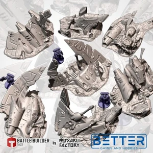 Crashed Xeno's Ships, Grimdark Sci-fi, tabletop wargames terrain. RPG, D&D - Picture 1 of 16