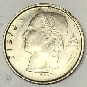Belgium 1 Franc coin, 1973, Dutch text. KM# 143, copper-nickel. - Picture 1 of 2