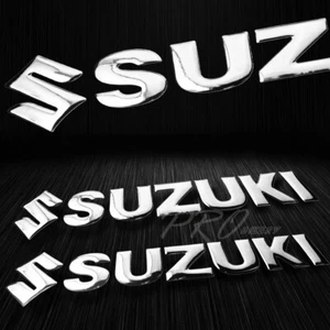 2x 5.75"x 1"3D ABS Emblem Decal Logo+Letter Polish/Gloss Sticker Suzuki Chrome - Picture 1 of 12