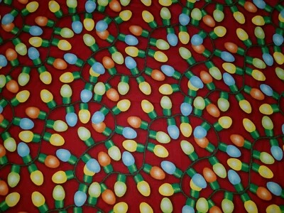 LINED WINDOW VALANCE 42X12 MERRY CHRISTMAS STRING OF LIGHT BULB DECORATING TREE - Image 1 of 4