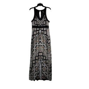 White House Black Market Maxikleid bedruckt Gr. M V-Ausschnitt Schlitz vorne ärmellos - Bild 1 von 9