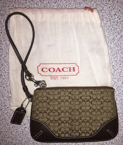 Portafoglio da polso Pristine Estate Coach firma kaki + set copripolvere us intime ottimeioni