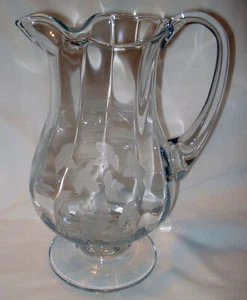 Vintage Fifth Avenue Kristallklar Pressglas Trauben & Blätter Wasserkrug Krug - Bild 1 von 6