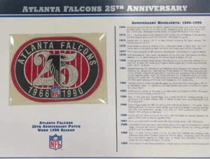 1990 Atlanta Falcons 25th Anniversary Willabee & Ward Patch With Stat Card - Bild 1 von 2