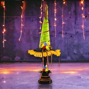 33.5" Day Of The Dead Witch Hat on Pedestal  Halloween Decor  *SHIPS WITHIN 10 - Picture 1 of 1