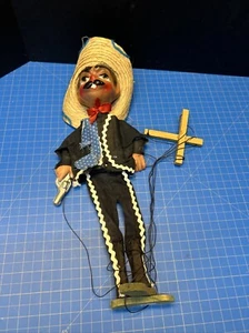 50er-60er Jahre Mexikanische String Marionette Puppe Pancho Villa Bandit - Bild 1 von 5