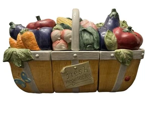 Fitz And Floyd Three Piece Vegetable Basket Canister Set Vintage 1995 Ceramic - Picture 1 of 11