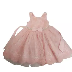 Couture Princess Pink Sparkly Occasion Dress Girls 2T Toddler Faux Pearl Floral - Picture 1 of 8