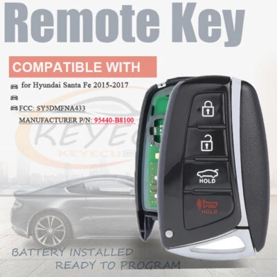 Mando a distancia para Hyundai Santa Fe 2015 2016 2017-18 ajuste 95440-3V022 433 MHz Foto 1 de 4