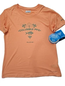 Columbia PFG Shirt Damen XS Orange Omni-Shade UPF 50 Grafik Angeln T-Shirt Top - Bild 1 von 6