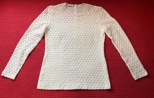 AKRIS PUNTO LONG SLEEVE TOP EMBRODERY DOTS SIZE 10 VANILLA - Picture 1 of 12