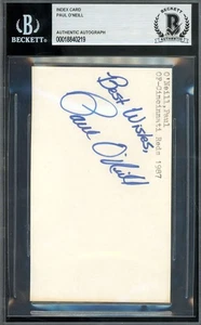 Paul O'Neill Beckett BAS Signed 3x5 Index Card 1987 Autograph - Picture 1 of 2