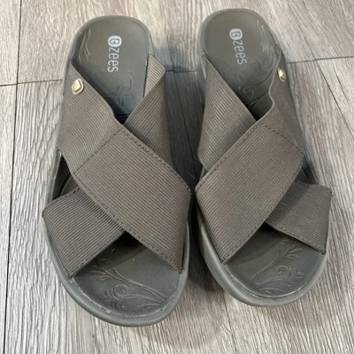 Sandalias para mujer Bzees Desire entrecruzadas elásticas deslizables zapatos marrones talla 8W Foto 1 de 4