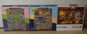 3x Buffalo Dowdle 1000 Piece Jigsaw Puzzle - Palm Springs & Morro Bay + Country - Picture 1 of 4