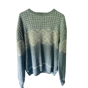 Vintage Rob Winter Baby Blau Fair Isle Pullover Gr. XL Rundhals Grannycore  - Bild 1 von 3