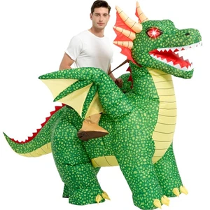Inflatable Costume Adult,Blow Up LED Light Eyes Dragon Suit,Ride On Halloween... - Picture 1 of 9