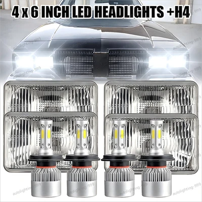 Faróis de LED PONTO 4 peças 4x6" feixe Hi/Lo para 1980-1988 Oldsmobile Cutlass Supreme - Imagem 1 de 4