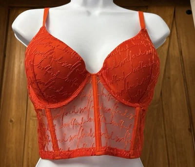 Sujetador corsé Wolford Logo Obsessed Bustier talla 34 D con aros rojo nuevo con etiquetas Foto 1 de 4