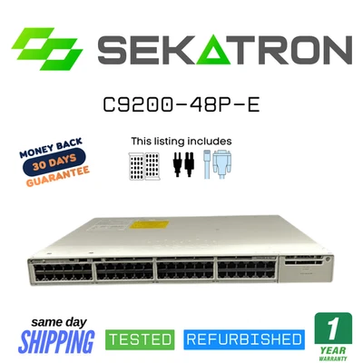 🔌 Cisco Catalyst C9200-48P-E • 48× PoE+ • 4× 10G Uplinks • Network Switch ⚡ - Image 1 of 2