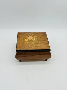 Ercolano Italy Inlaid Wood Music Jewelry Box Floral Inlay Funiculi Funicula - Picture 1 of 10