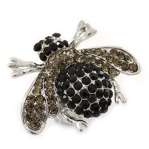 Rhodinierter Swarovski Kristall Hummel Cocktail Ring - verstellbar Größe 8/9 - Bild 1 von 6