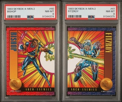 1993 X-Men Series 2 Arch Nemesis Cards #40 Bishop vs. #41 Fitzroy (PSA 8) - Image 1 of 4