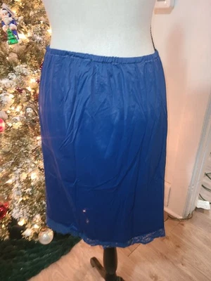 De Colección Van Raalte Medio Deslizamiento Azul Nylon Encaje Ribete Talla Mediana Foto 1 de 4